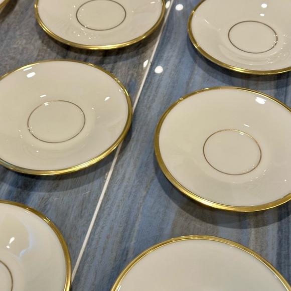 LENOX Eternal Gold Trim China Coffee Cup Saucers 6” Lot of 12. Great Condition - Picture 2 of 8